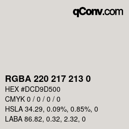 Color code: RGBA 220 217 213 0 | qconv.com