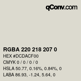 Color code: RGBA 220 218 207 0 | qconv.com