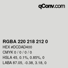 Color code: RGBA 220 218 212 0 | qconv.com