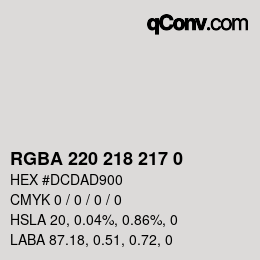 Color code: RGBA 220 218 217 0 | qconv.com
