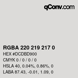 Color code: RGBA 220 219 217 0 | qconv.com