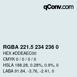 Color code: RGBA 221.5 234 236 0 | qconv.com