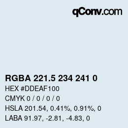 Código de color: RGBA 221.5 234 241 0 | qconv.com