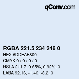 Color code: RGBA 221.5 234 248 0 | qconv.com