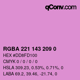 Color code: RGBA 221 143 209 0 | qconv.com