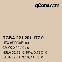 Color code: RGBA 221 201 177 0 | qconv.com
