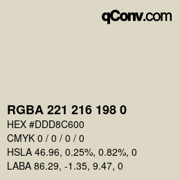 Color code: RGBA 221 216 198 0 | qconv.com
