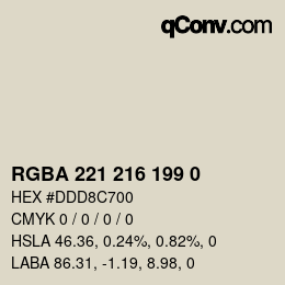 Color code: RGBA 221 216 199 0 | qconv.com