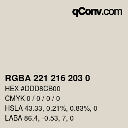 Color code: RGBA 221 216 203 0 | qconv.com
