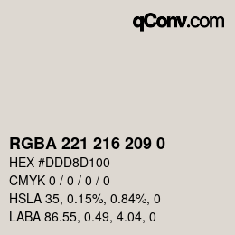 Color code: RGBA 221 216 209 0 | qconv.com