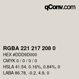 Code couleur: RGBA 221 217 208 0 | qconv.com
