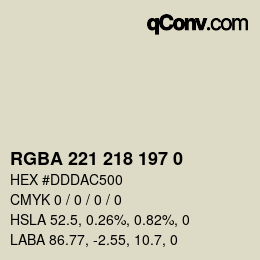 カラーコード: RGBA 221 218 197 0 | qconv.com