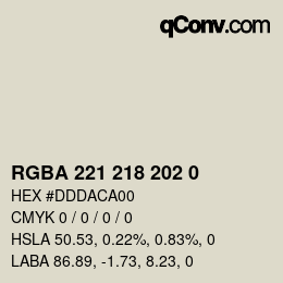 Color code: RGBA 221 218 202 0 | qconv.com