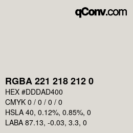 Code couleur: RGBA 221 218 212 0 | qconv.com
