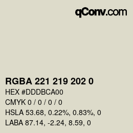 Color code: RGBA 221 219 202 0 | qconv.com