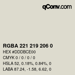 Color code: RGBA 221 219 206 0 | qconv.com