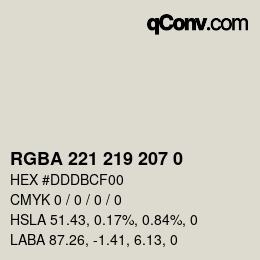 Color code: RGBA 221 219 207 0 | qconv.com