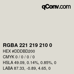 Color code: RGBA 221 219 210 0 | qconv.com