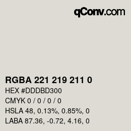 Color code: RGBA 221 219 211 0 | qconv.com
