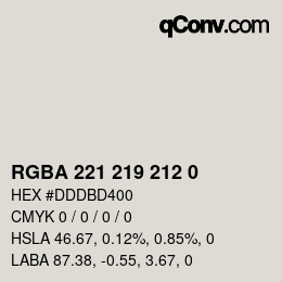 Color code: RGBA 221 219 212 0 | qconv.com