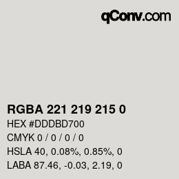 Color code: RGBA 221 219 215 0 | qconv.com