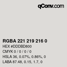 Color code: RGBA 221 219 216 0 | qconv.com