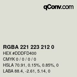 Farbcode: RGBA 221 223 212 0 | qconv.com