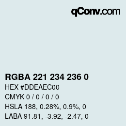 Color code: RGBA 221 234 236 0 | qconv.com