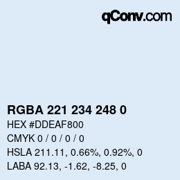颜色代码: RGBA 221 234 248 0 | qconv.com