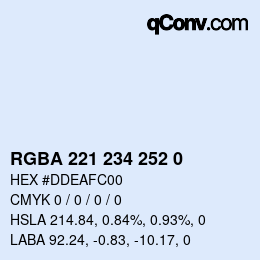 Color code: RGBA 221 234 252 0 | qconv.com