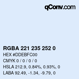 Code couleur: RGBA 221 235 252 0 | qconv.com