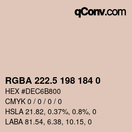 Color code: RGBA 222.5 198 184 0 | qconv.com