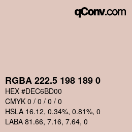 Color code: RGBA 222.5 198 189 0 | qconv.com