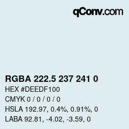 Color code: RGBA 222.5 237 241 0 | qconv.com