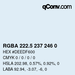 Color code: RGBA 222.5 237 246 0 | qconv.com
