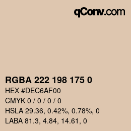 Color code: RGBA 222 198 175 0 | qconv.com