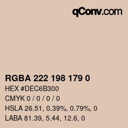 Color code: RGBA 222 198 179 0 | qconv.com
