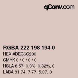 Color code: RGBA 222 198 194 0 | qconv.com