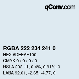 Color code: RGBA 222 234 241 0 | qconv.com