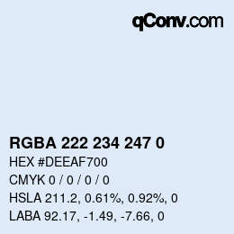 Color code: RGBA 222 234 247 0 | qconv.com