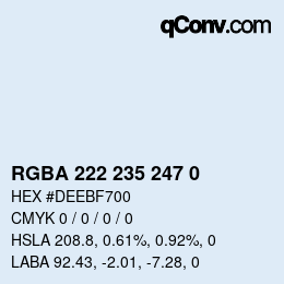 Color code: RGBA 222 235 247 0 | qconv.com