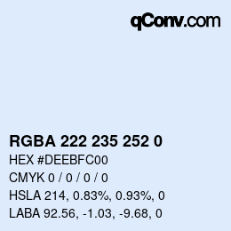 Color code: RGBA 222 235 252 0 | qconv.com