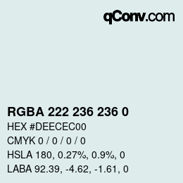 Código de color: RGBA 222 236 236 0 | qconv.com