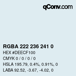 Color code: RGBA 222 236 241 0 | qconv.com