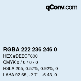 Color code: RGBA 222 236 246 0 | qconv.com