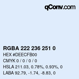 颜色代码: RGBA 222 236 251 0 | qconv.com