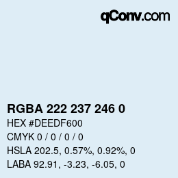 Color code: RGBA 222 237 246 0 | qconv.com