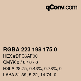 Color code: RGBA 223 198 175 0 | qconv.com
