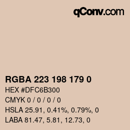 Color code: RGBA 223 198 179 0 | qconv.com