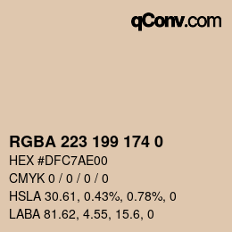 Color code: RGBA 223 199 174 0 | qconv.com